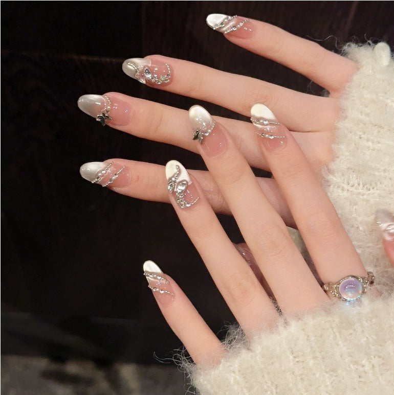 10Pcs Butterfly Spring Snake Cat's Eye | Full Cover Fake Nails | Daily Wear