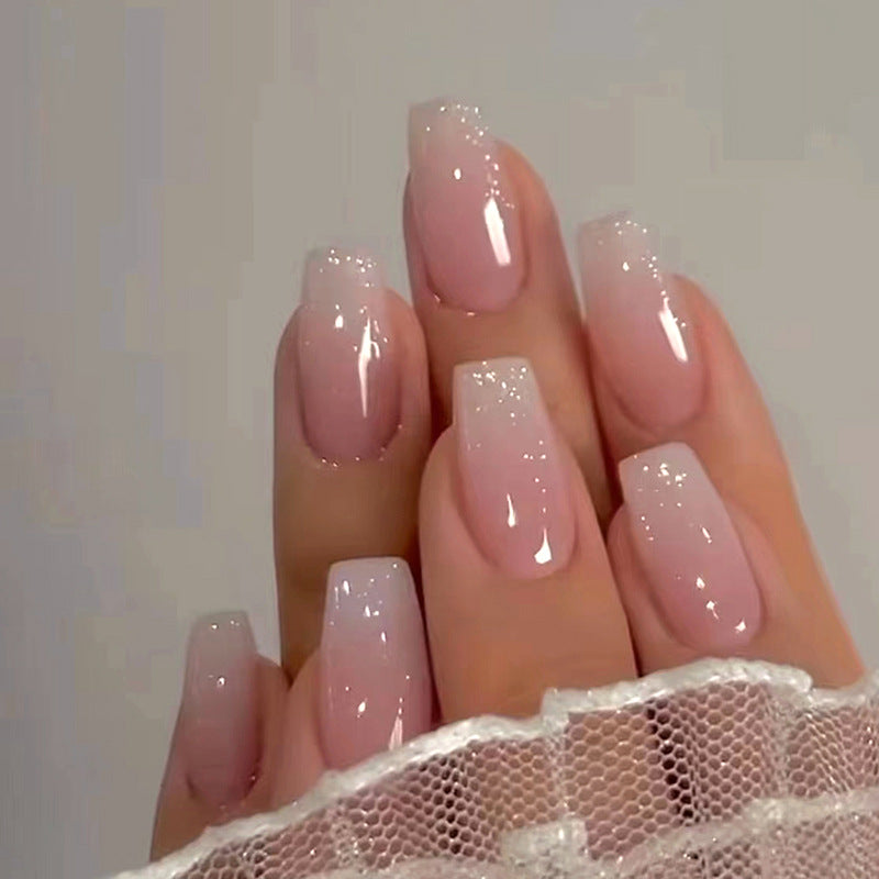 24Pcs Sweet Pink Gradient Ballet Nails|DIY Nails|Full Cover Fake Nails|Daily Wear