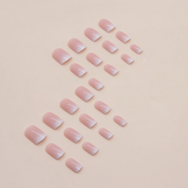 24Pcs Soft Pink White - Edge Simple Press|DIY Nails|Full Cover Fake Nails|Daily Wear