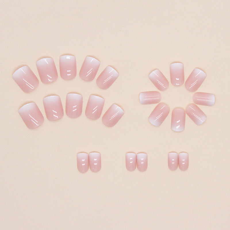 24Pcs Soft Pink White - Edge Simple Press|DIY Nails|Full Cover Fake Nails|Daily Wear