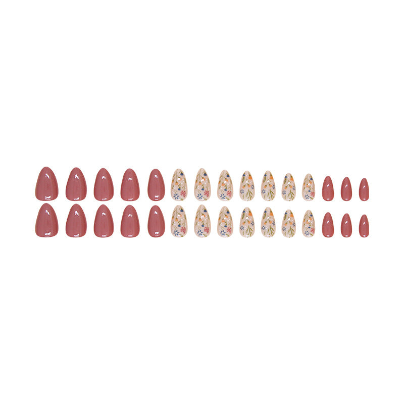 24Pcs Sweet Berry Floral Color - Block Press Nails|DIY Nails|Full Cover Fake Nails|Daily Wear