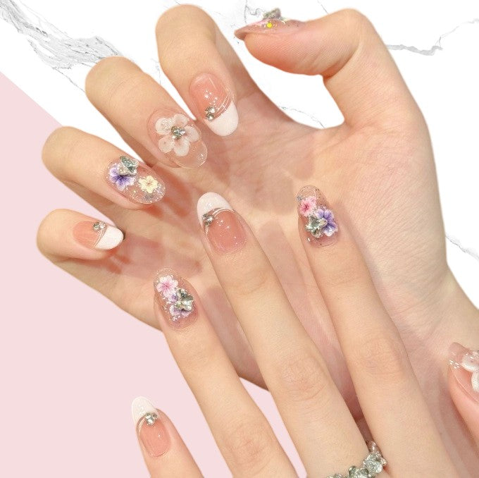 10Pcs Blush Peach French | Full Cover Fake Nails | Daily Wear