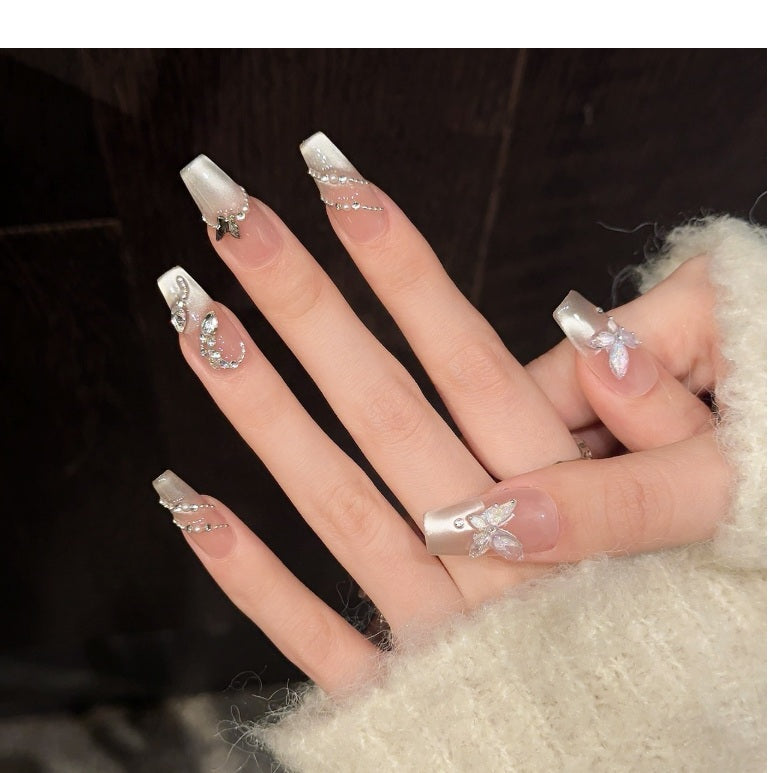 10Pcs Butterfly Spring Snake Cat's Eye  |  Full Cover Fake Nails ｜ Daily Wear