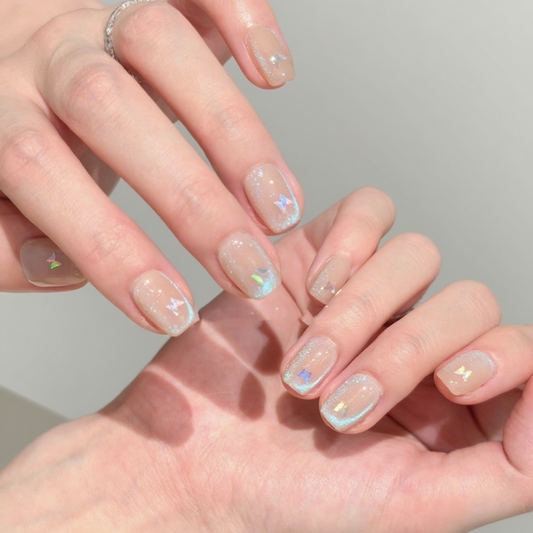 10Pcs Soft Veil Magic Butterfly Press｜Full Cover Fake Nails｜Daily Wear