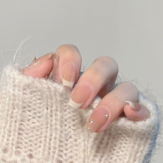 10Pcs Delicate Nude Pink French ｜ Full Cover Fake Nails ｜ Daily Wear
