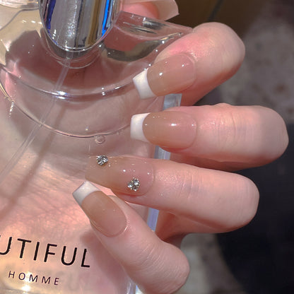 10Pcs Delicate Nude Pink French ｜ Full Cover Fake Nails ｜ Daily Wear
