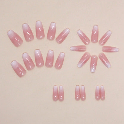 24Pcs Sweet Pink Gradient Ballet Nails｜DIY Nails｜Full Cover Fake Nails｜Daily Wear