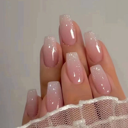 24Pcs Sweet Pink Gradient Ballet Nails｜DIY Nails｜Full Cover Fake Nails｜Daily Wear